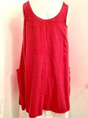 Click by color me cotton Red Sleeveless Pinafore Tunic USA